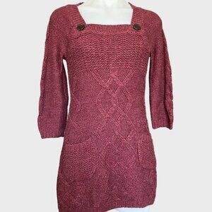 Glimmer by J.J. Basics Cable Knit Sweater Size S Small 3/4 sleeve